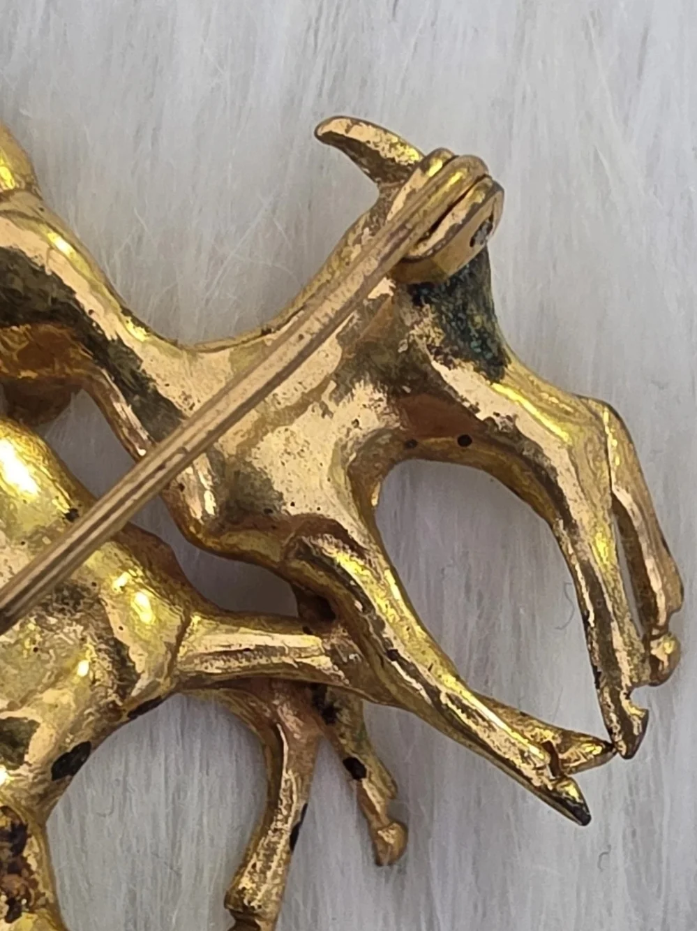 Vintage Double Deer Brooch Christmas Holidays European Trombone Clasp Figural
